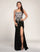 Prom Dresses Long Fitted Prom Formal Slit Evening Dress Black/Silver