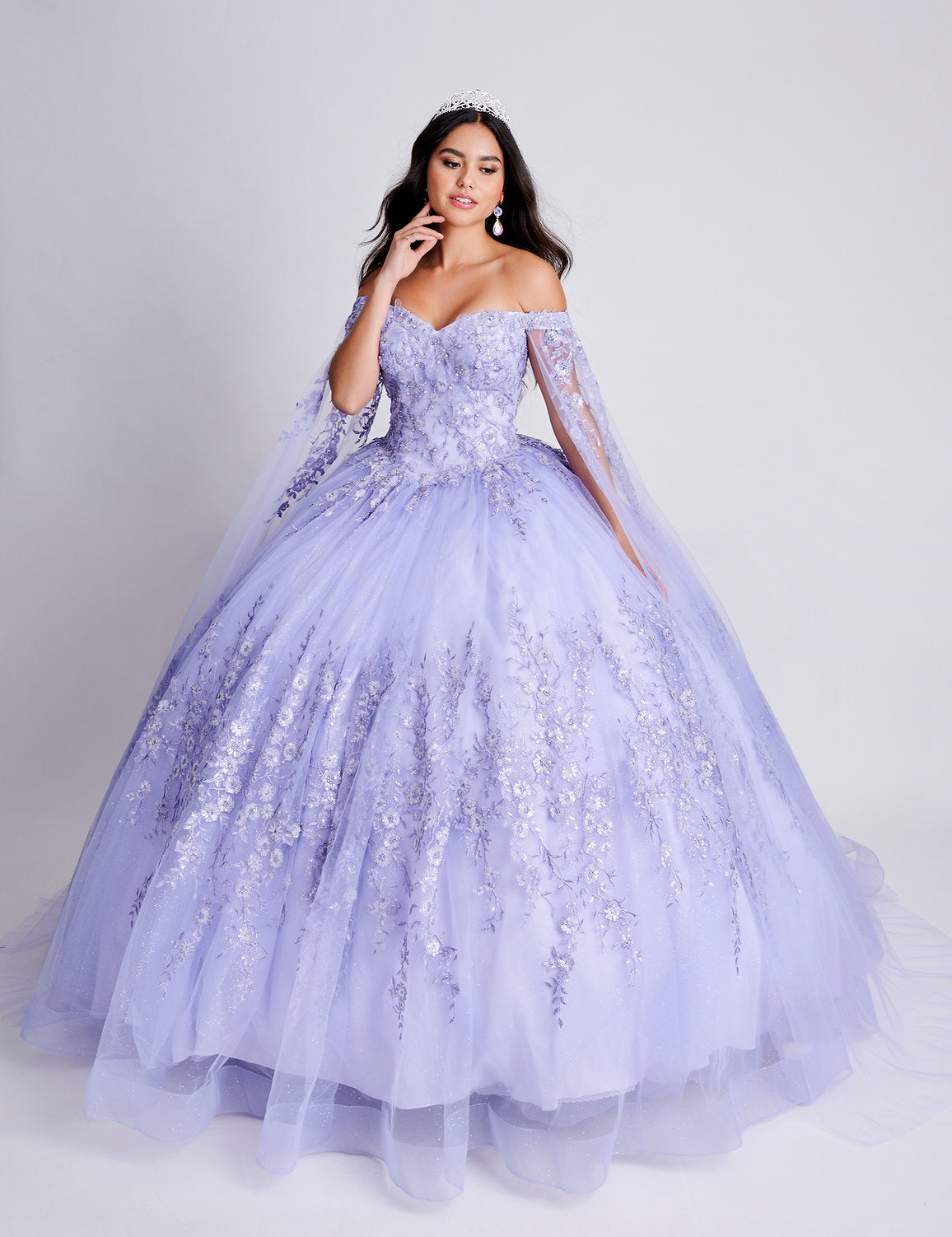 Quinceniera Dresses Ball Gown Long Floral Sweet 16 3D Quinceanera Dress Lilac