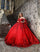 Quinceniera Dresses Long Ball Gown Glitter Sequin Lace Quinceanera Dress Red