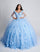 Quinceniera Dresses Long Floral Ball Gown Quinceanera Lace Dress Light Blue