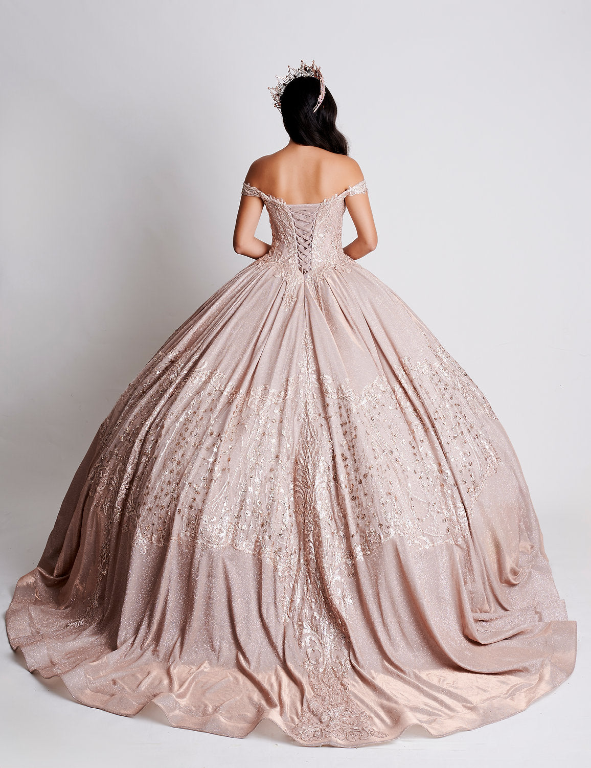 Quinceniera Dresses Ball Gown Print Long Quinceanera Dress Dusty Rose