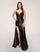 Prom Dresses Pleated Long Formal Slit Prom Dress Black