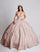 Quinceniera Dresses Ball Gown Print Long Quinceanera Dress Dusty Rose