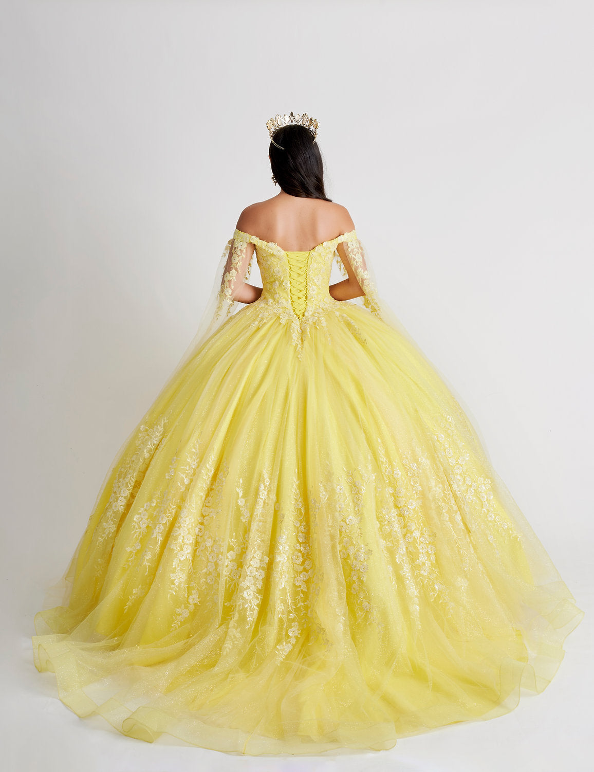 Quinceniera Dresses Ball Gown Long Floral Sweet 16 3D Quinceanera Dress Yellow