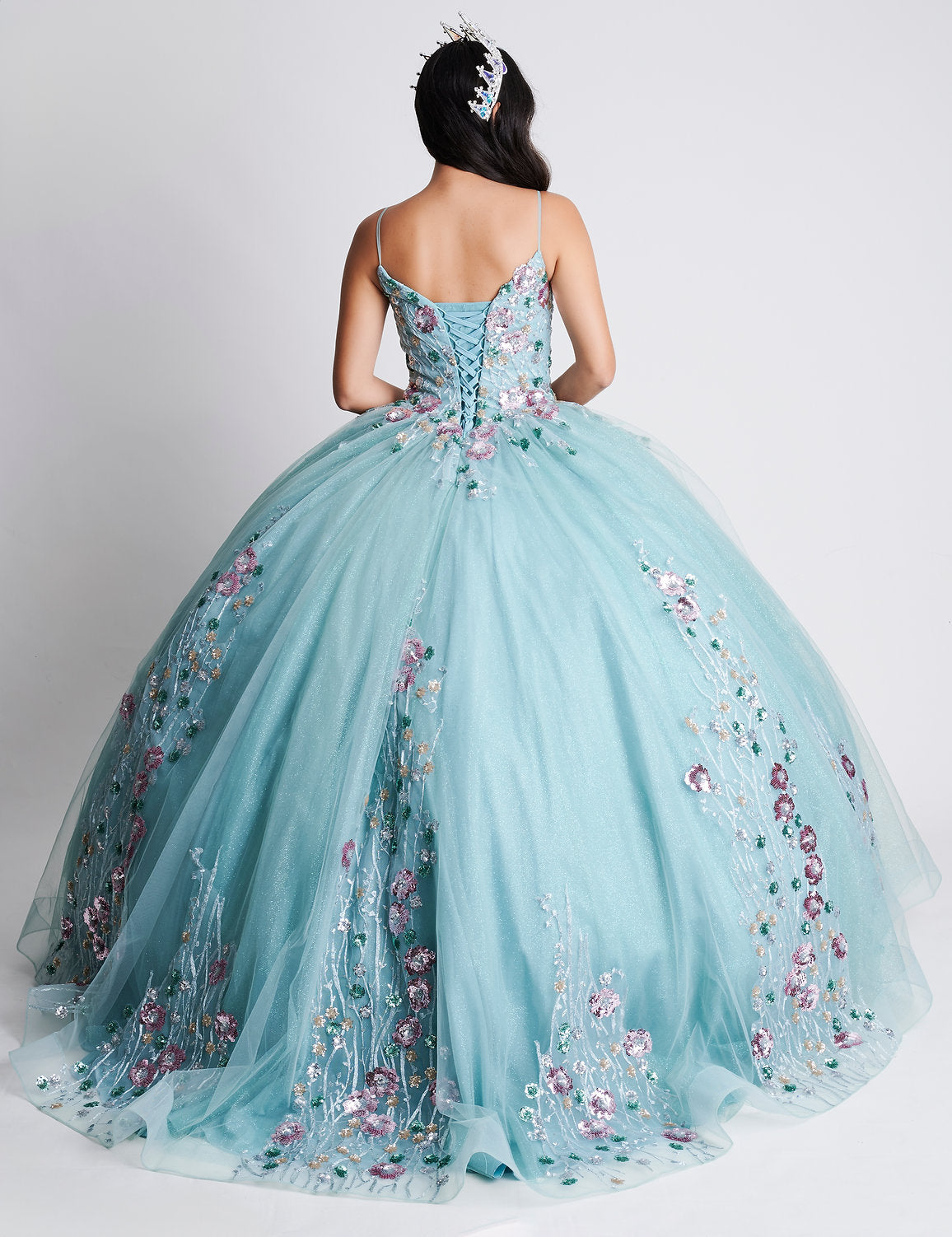 Quinceniera Dresses Ball Gown Long Sweet 16 Floral Quinceanera Dress Mint