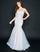 Prom Dresses Long Lace Formal Prom Mermaid Dress Gray/Ivory