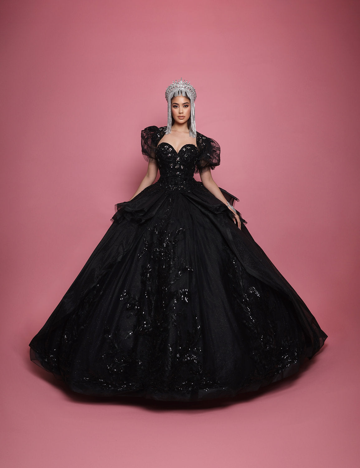 Quinceniera Dresses Long Sweet 16 Glitter Quinceanera Dress Black