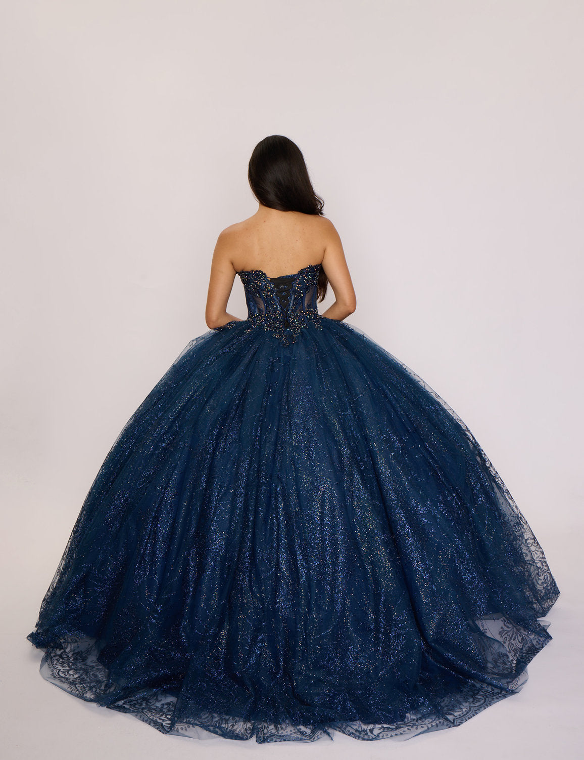 Quinceniera Dresses Long Lace Quinceanera Sweet 16 Dress Navy