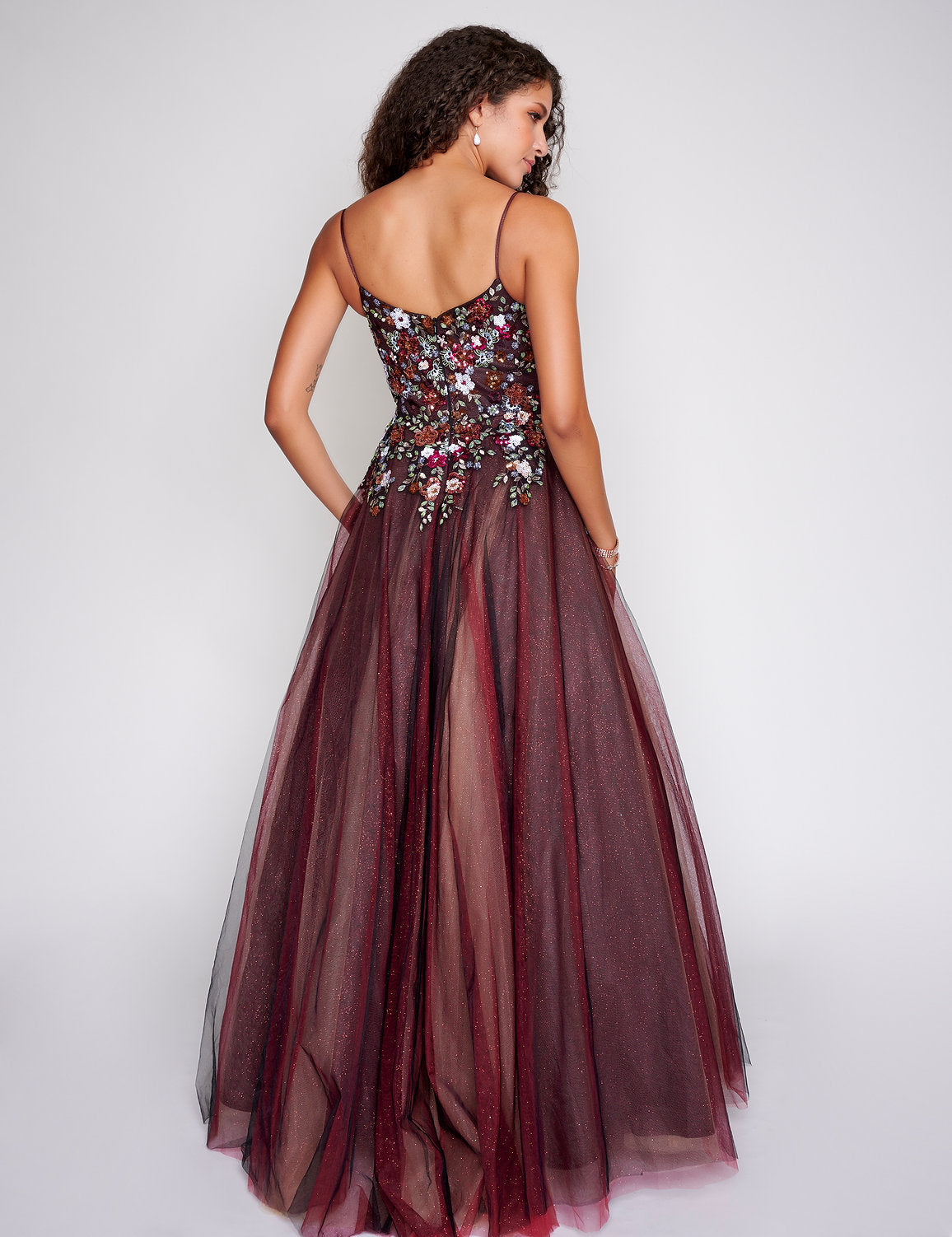 Prom Dresses A Line Long Formal Lace Prom Dress Black Red Multi