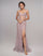 Prom Dresses Long Sequin Slit Formal Prom Dress Mauve