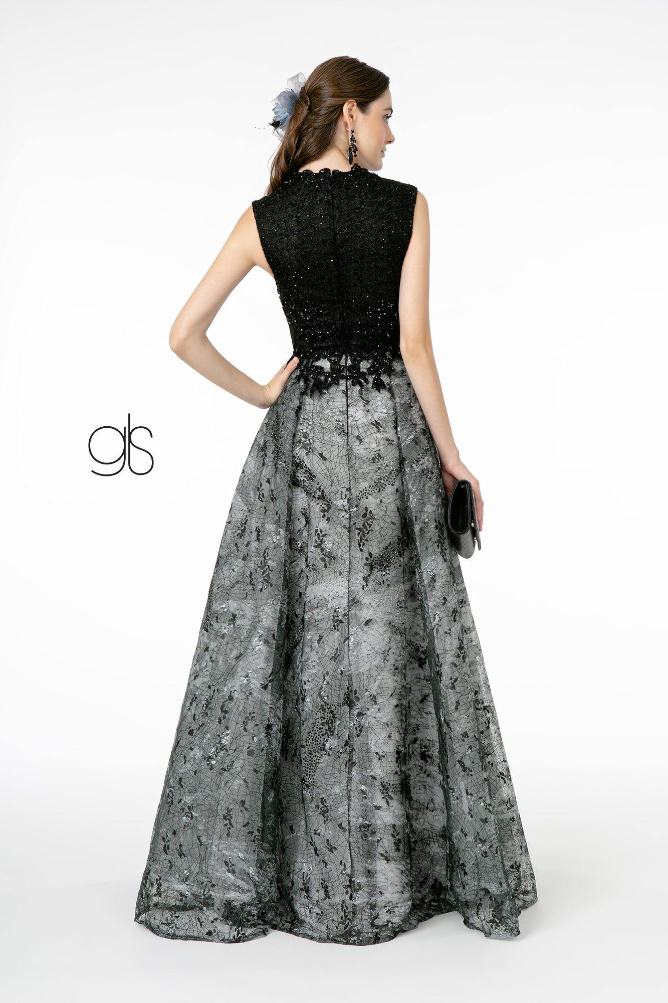 Embroidered Jewel Prom Long Dress - The Dress Outlet Elizabeth K