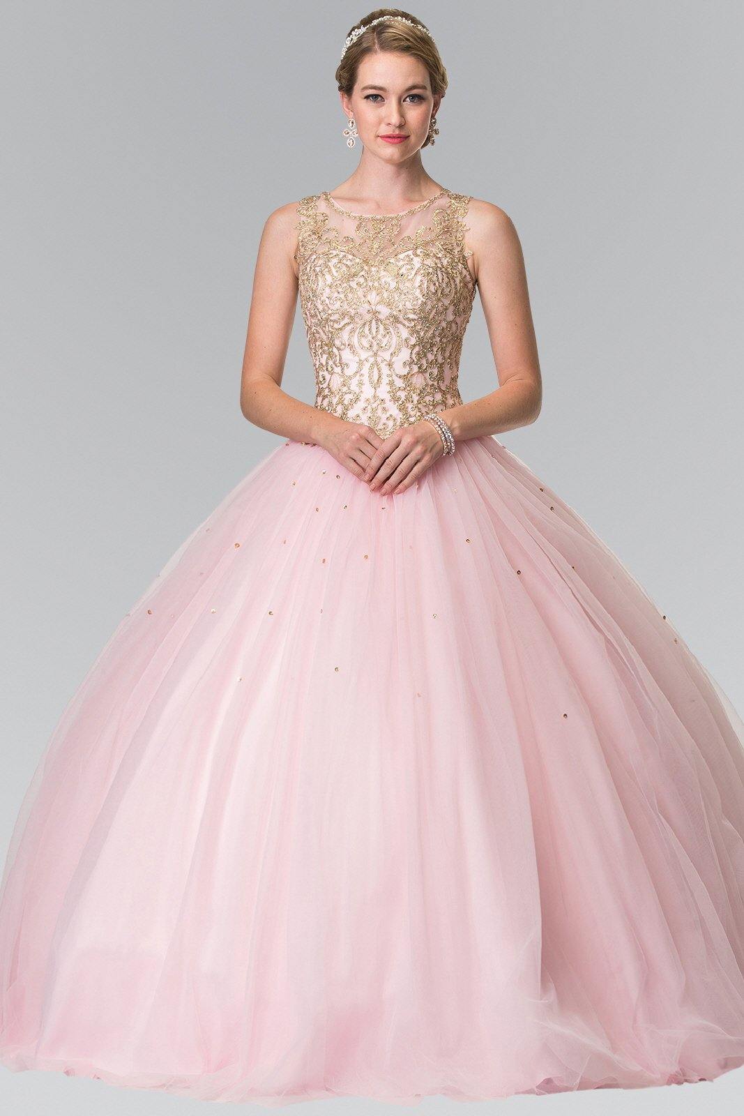 Embroidered Long Quinceanera Dress with Bolero - The Dress Outlet Elizabeth K