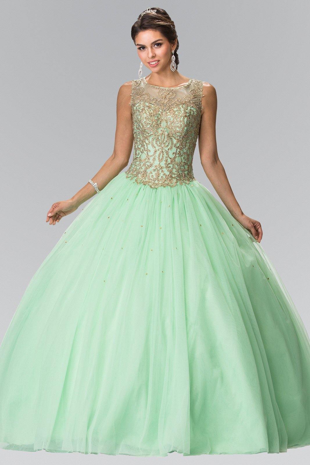 Embroidered Long Quinceanera Dress with Bolero - The Dress Outlet Elizabeth K