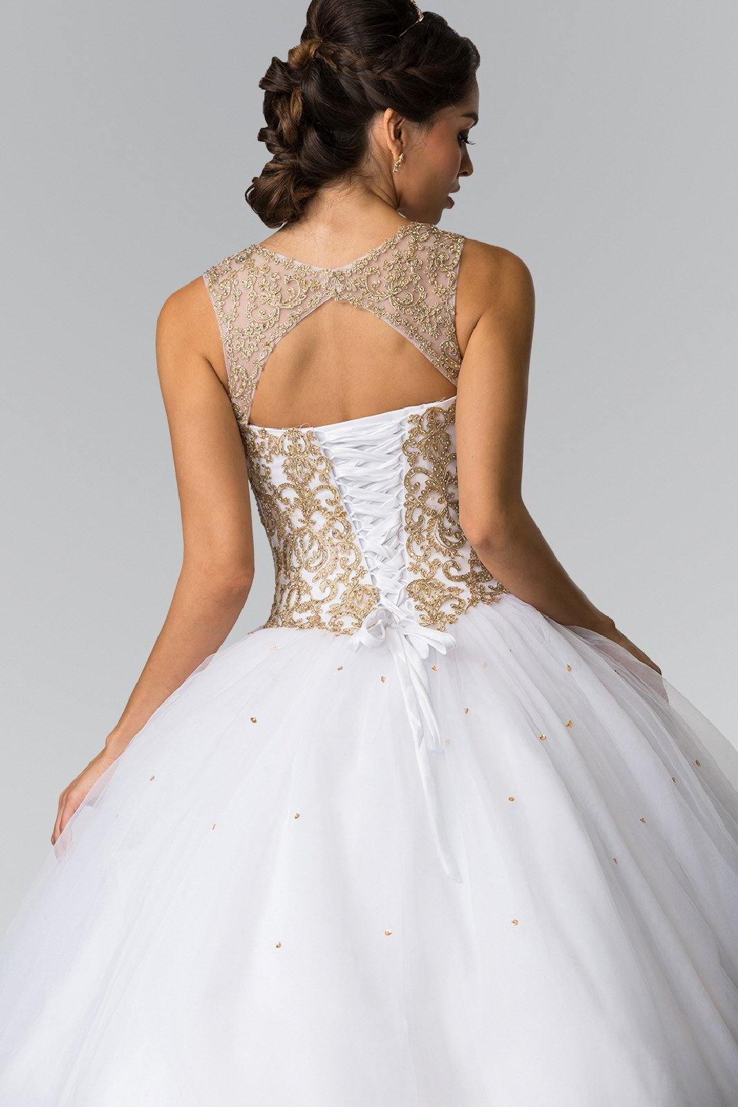 Embroidered Long Quinceanera Dress with Bolero - The Dress Outlet Elizabeth K