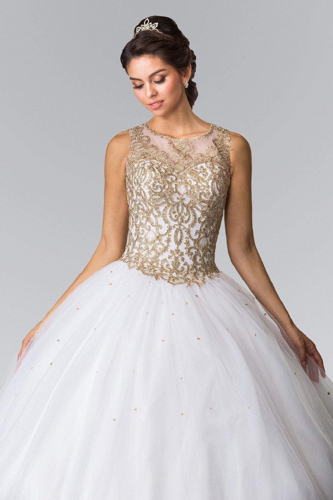Embroidered Long Quinceanera Dress with Bolero - The Dress Outlet Elizabeth K