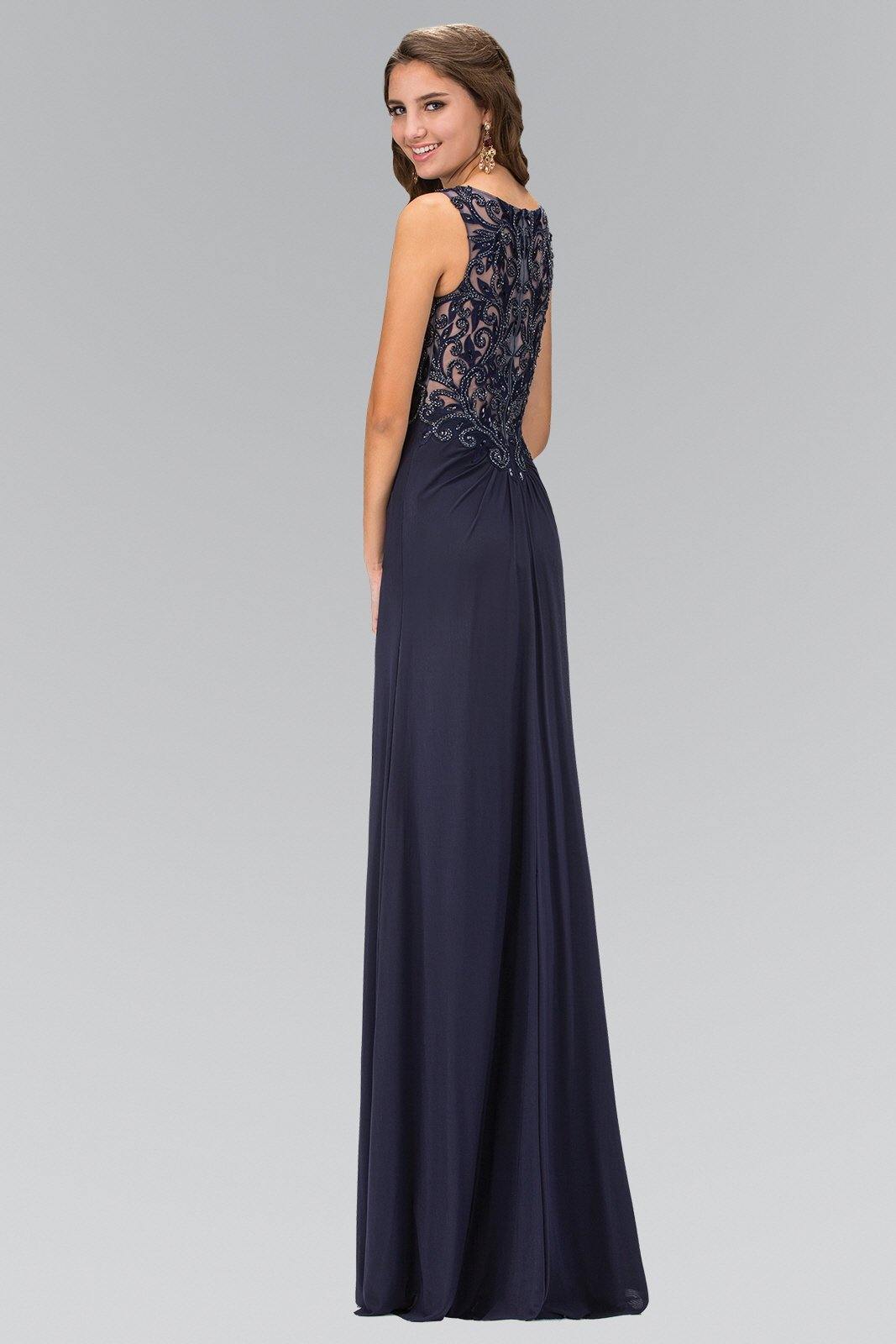 Empire Waist Prom Long Dress with Lace Back - The Dress Outlet Elizabeth K