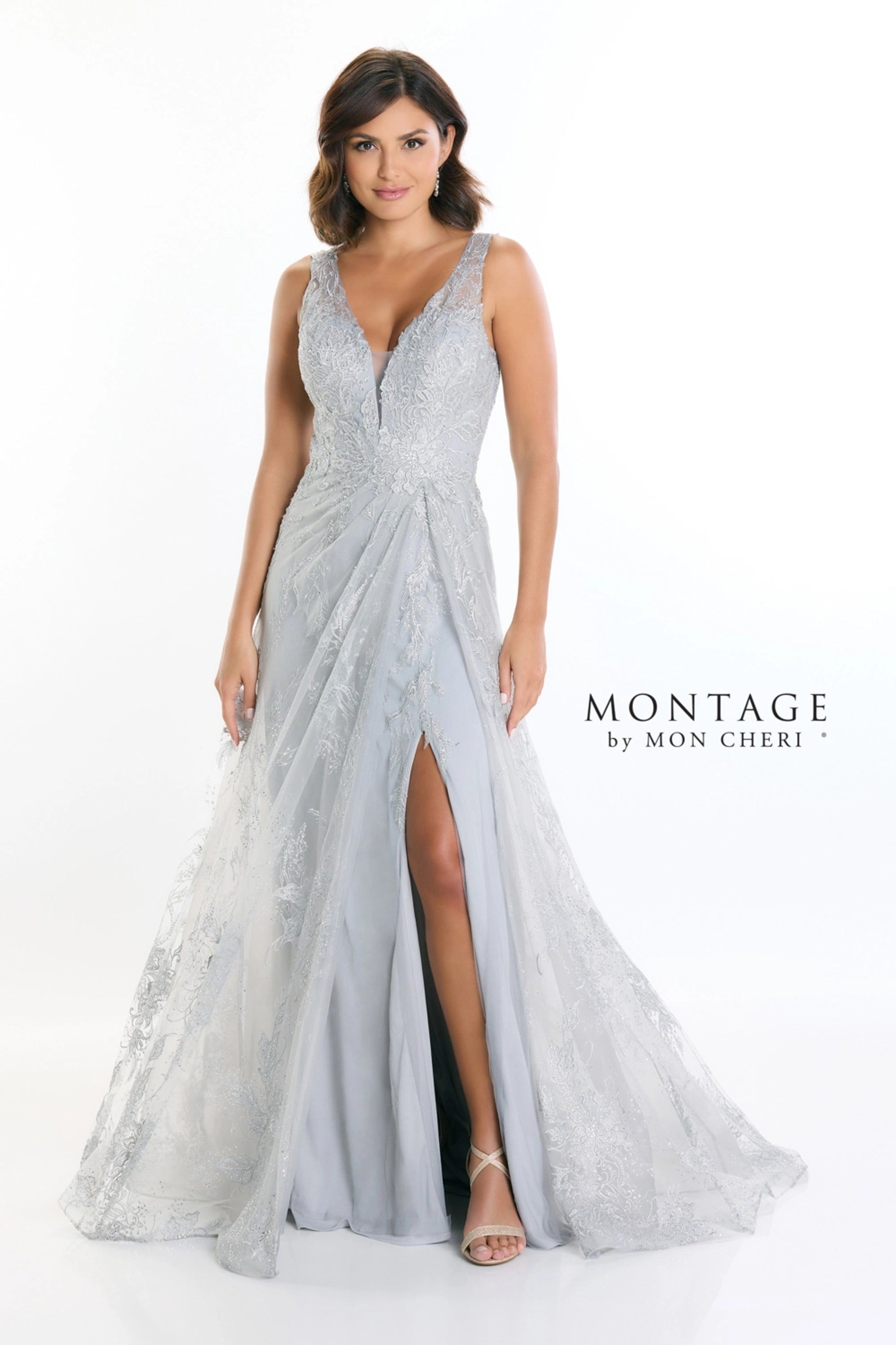 Formal Dresses A Line Long Formal Beaded Evening Dress Silver