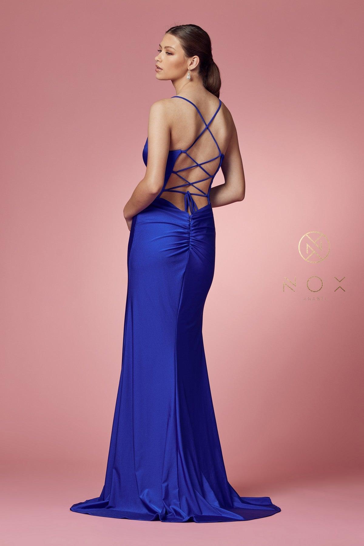 Fit and Flare Long Prom Dress - The Dress Outlet