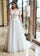 Wedding Dresses Glitter 3D Floral Applique Long A Line Wedding Dress White