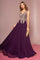 Embroidered Chiffon Long Prom Dress Formal - The Dress Outlet Eggplant