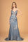 Mermaid Long Prom Dress Jeweled Evening Gown - The Dress Outlet Elizabeth K Charcoal