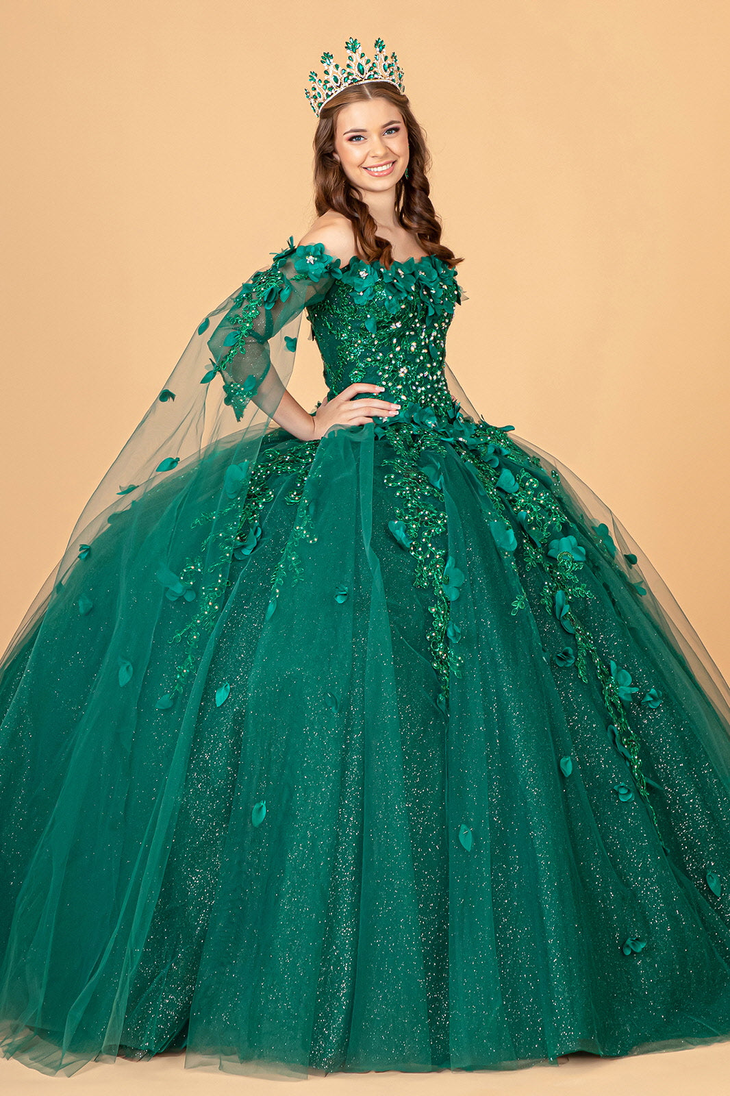 Quinceniera Dresses Off Shoulder Long Quinceniera Dress Green