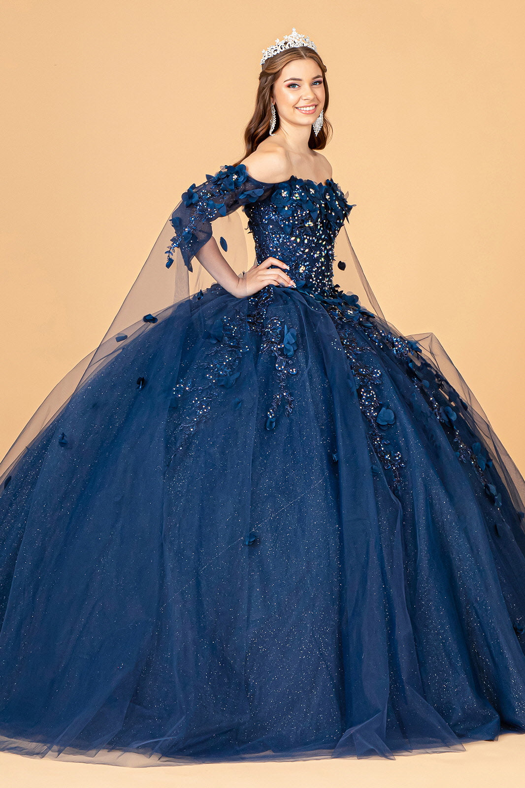 Quinceniera Dresses Off Shoulder Long Quinceniera Dress Navy