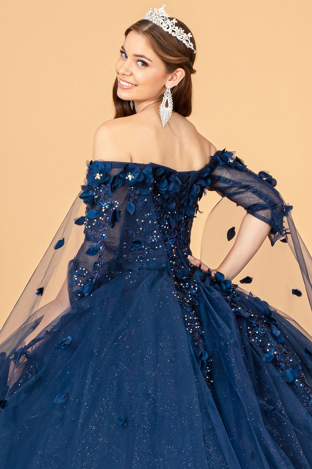 Quinceniera Dresses Off Shoulder Long Quinceniera Dress Navy