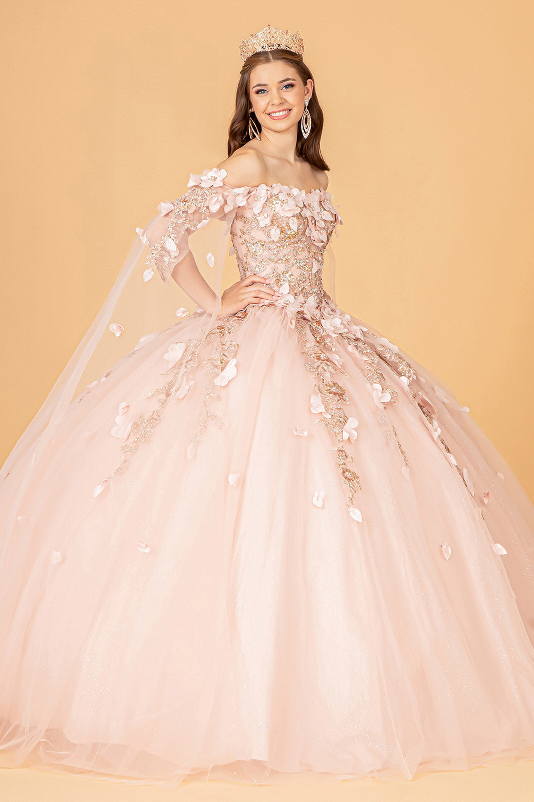 Quinceniera Dresses Off Shoulder Long Quinceniera Dress Rose Gold