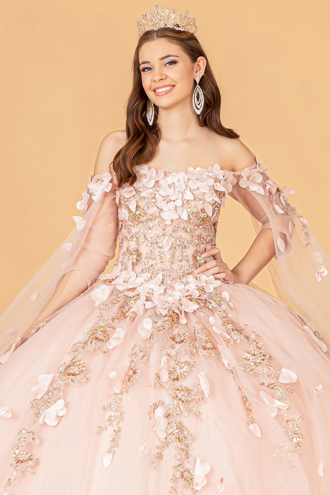 Quinceniera Dresses Off Shoulder Long Quinceniera Dress Rose Gold