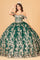 Quinceniera Dresses Long Off Shoulder Ball Gown  Green
