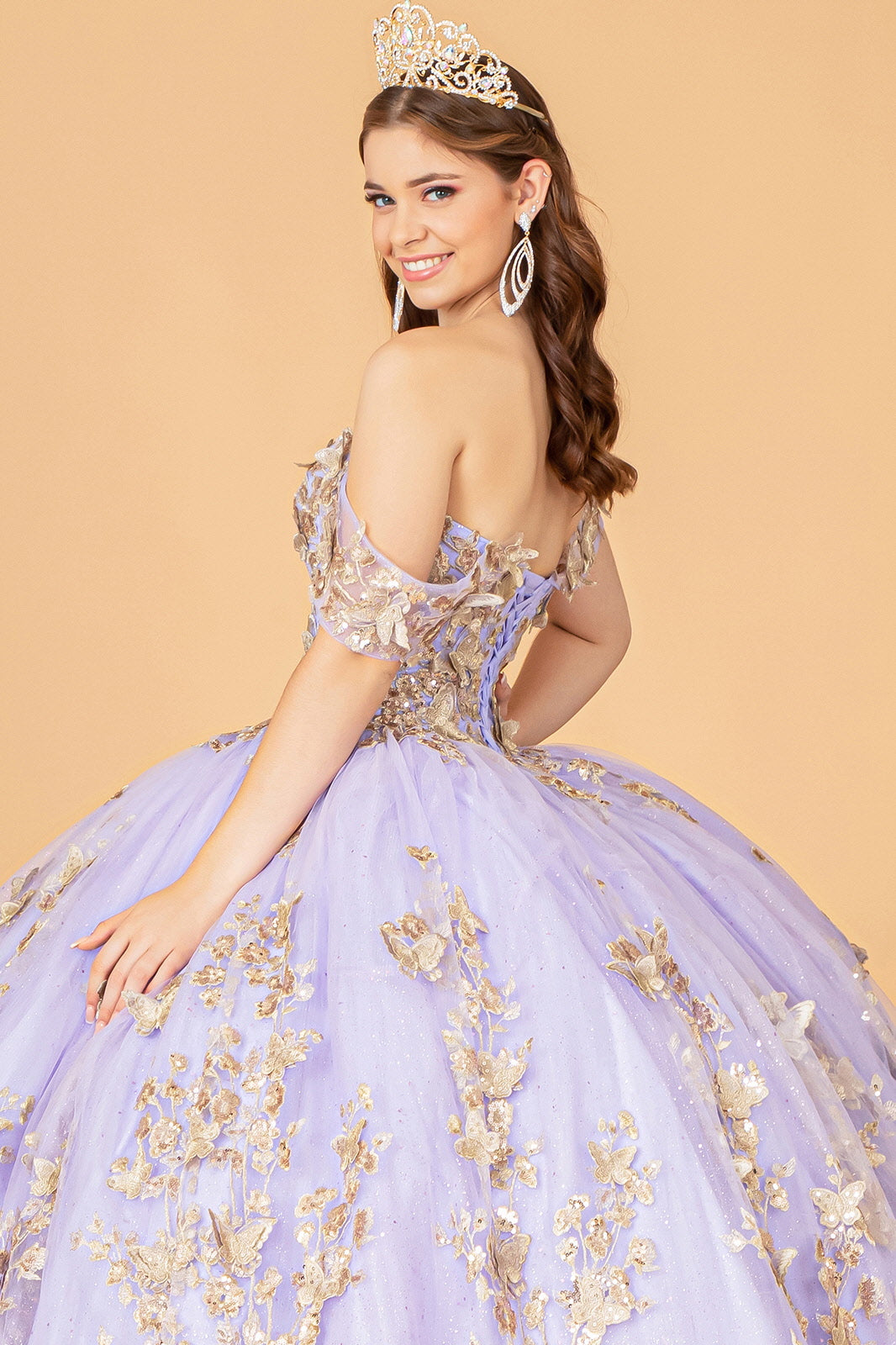 Quinceniera Dresses Long Off Shoulder Ball Gown  Lilac