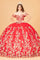 Quinceniera Dresses Long Off Shoulder Ball Gown  Red