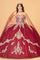 Quinceniera Dresses Strapless Long Sparkling Quinceniera Dress Burgundy