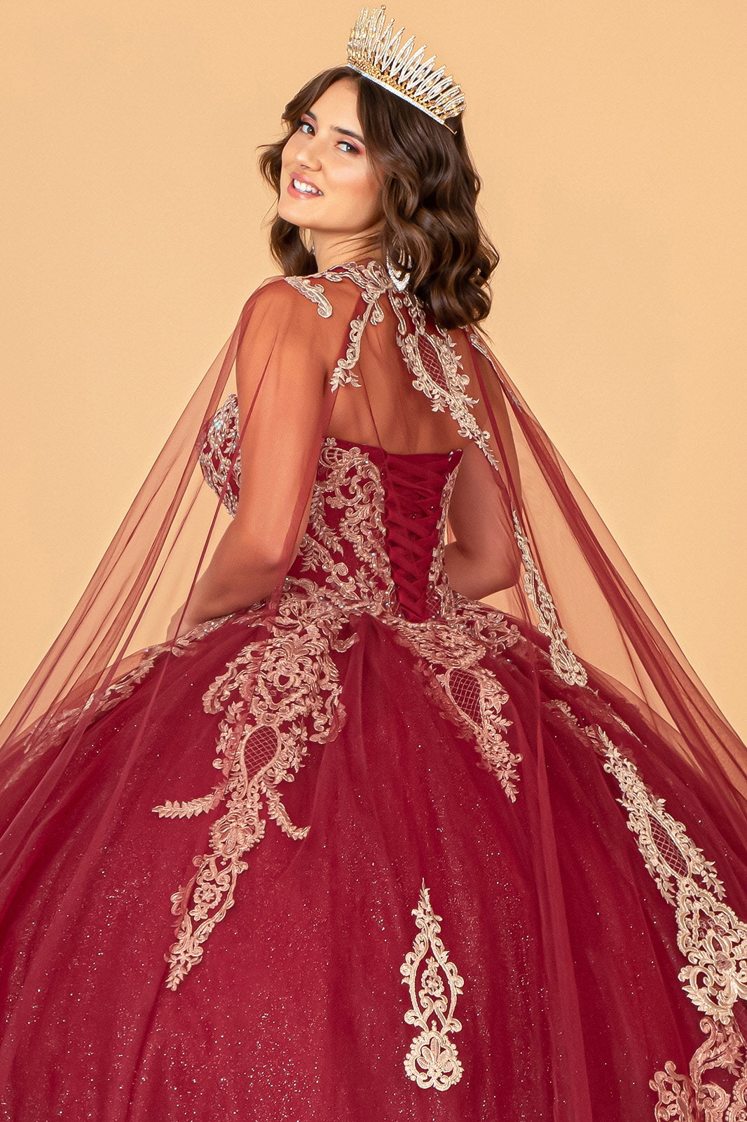 Quinceniera Dresses Strapless Long Sparkling Quinceniera Dress Burgundy