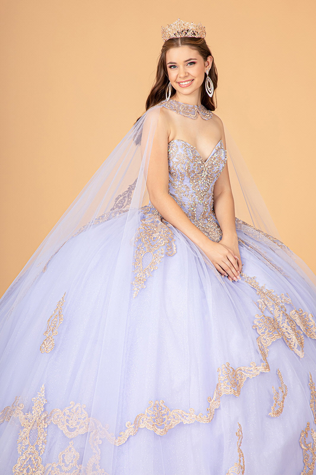 Quinceniera Dresses Strapless Long Sparkling Quinceniera Dress Lilac
