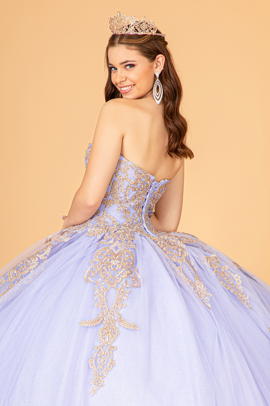 Quinceniera Dresses Strapless Long Sparkling Quinceniera Dress Lilac