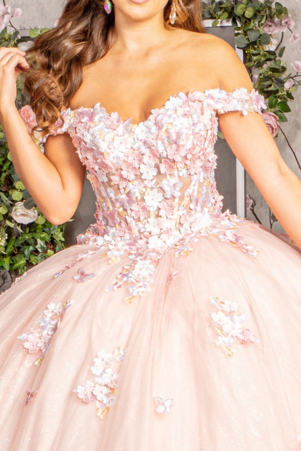 Quinceniera Dresses Applique Jewel Quinceanera Long Tail Ball Gown Blush