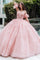 Quinceniera Dresses Long Ball Gown Glitter Print Sweetheart Quinceanera Dress Blush