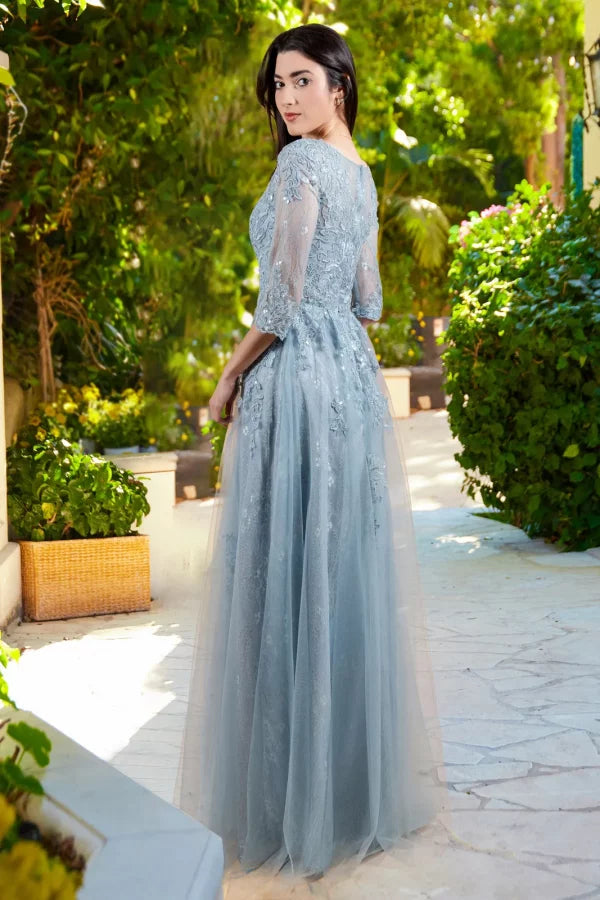 Mother of the Bride Dresses Long Formal Mother of the Bride A Line Evening Dress Smoky Blue