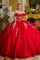 Quinceniera Dresses Long Sequin Ball Gown Pleated Quinceanera Dress Red