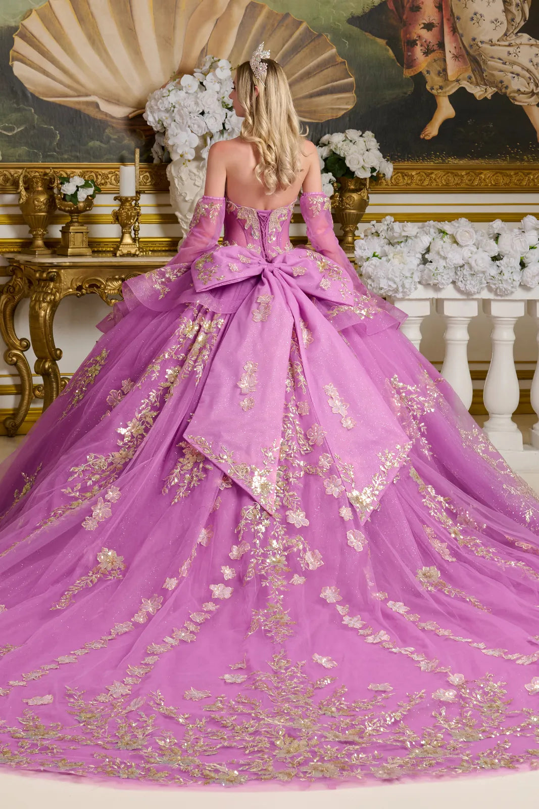 Quinceniera Dresses Long Sweet 16 Ruffle Glitter Quinceanera Dress Purple