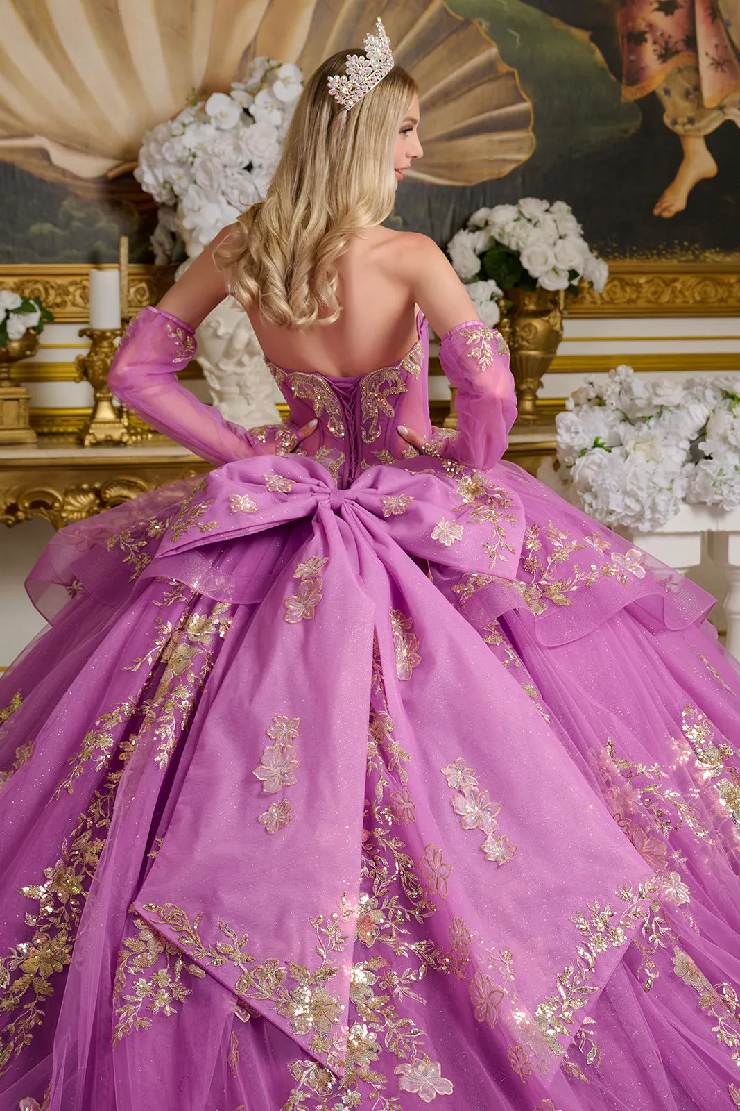 Quinceniera Dresses Long Sweet 16 Ruffle Glitter Quinceanera Dress Purple