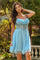 Cocktail Dresses Short Cocktail Glitter Print Homecoming Dress Blue