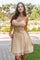 Cocktail Dresses Short Cocktail Glitter Print Homecoming Dress Champagne