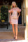 Cocktail Dresses Short Glitter Print Fitted Cocktail Dress Rose Gold