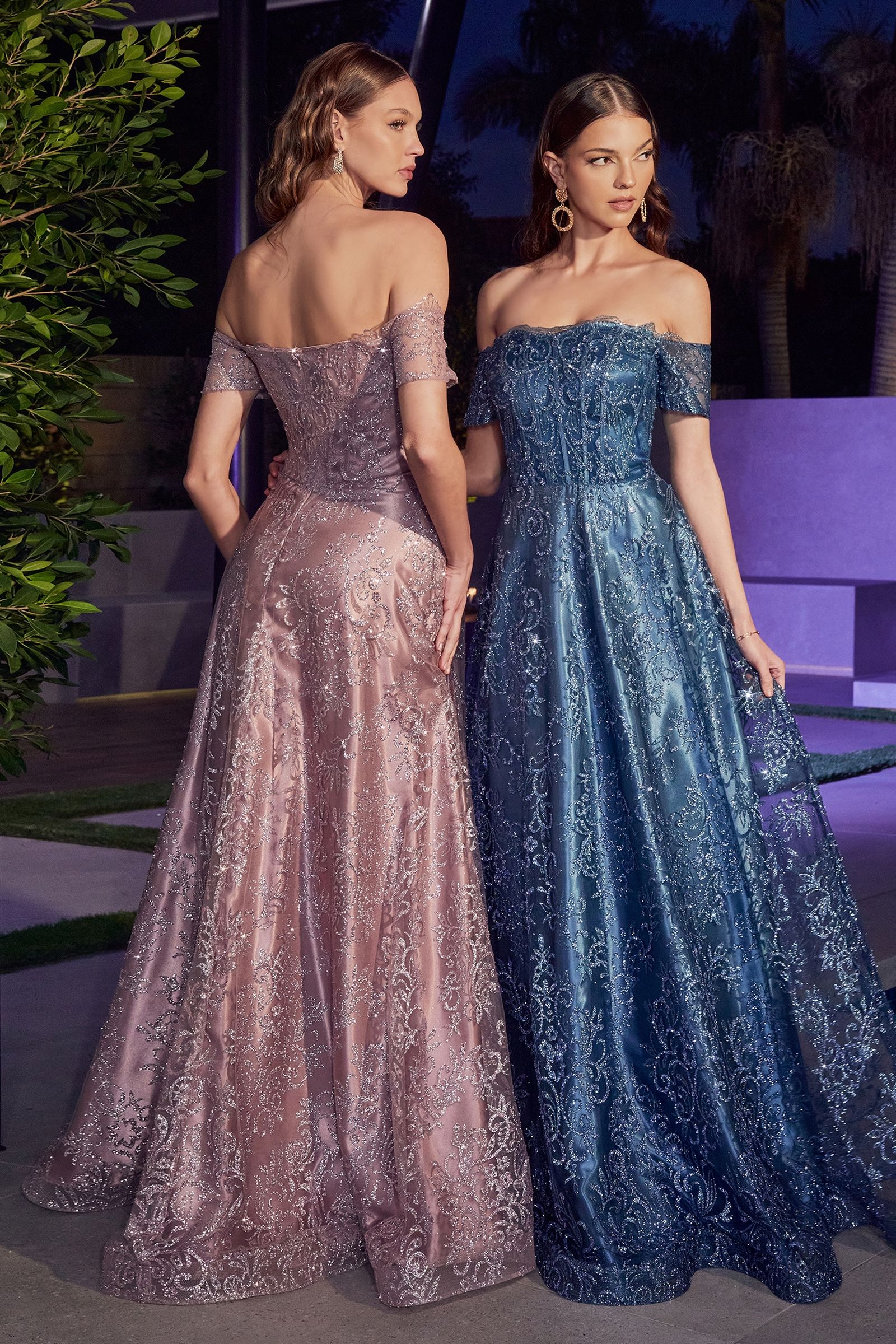 LaDivine J835 Long Off Shoulder Prom Dress