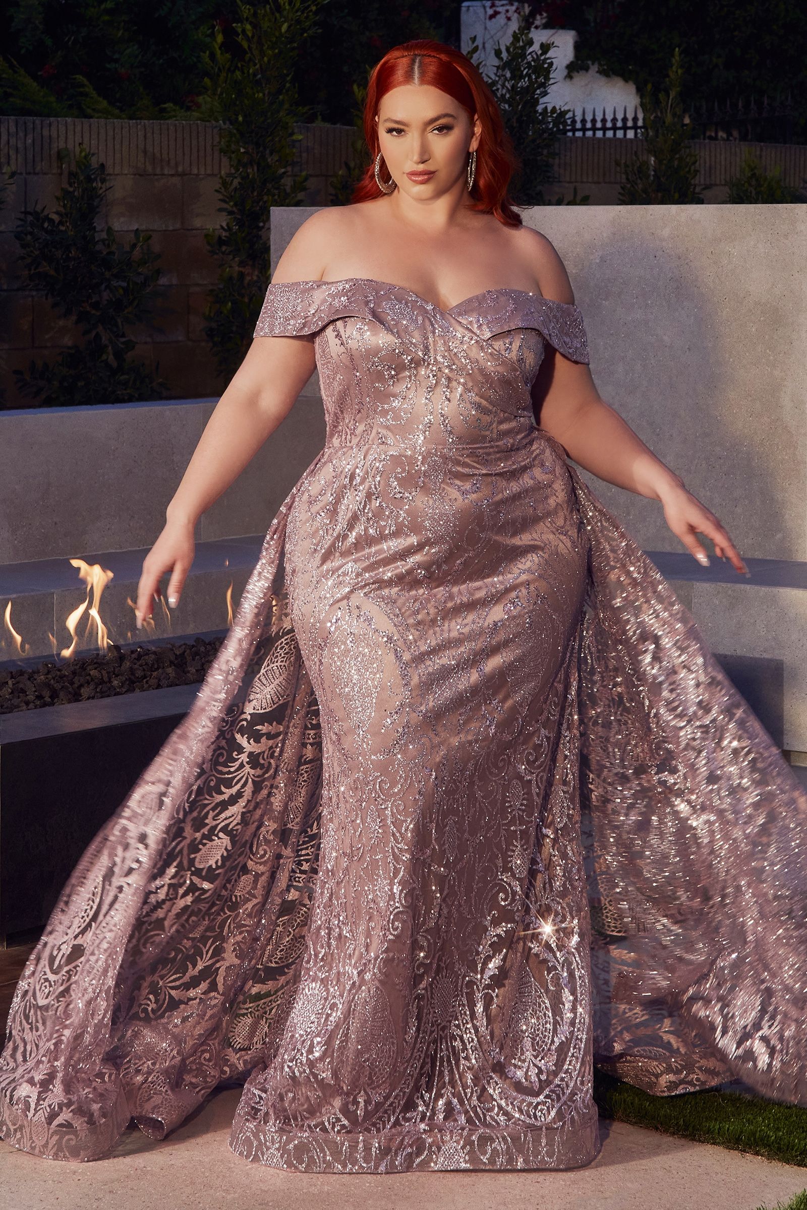 LaDivine J836 Long Off Shoulder Evening Gown