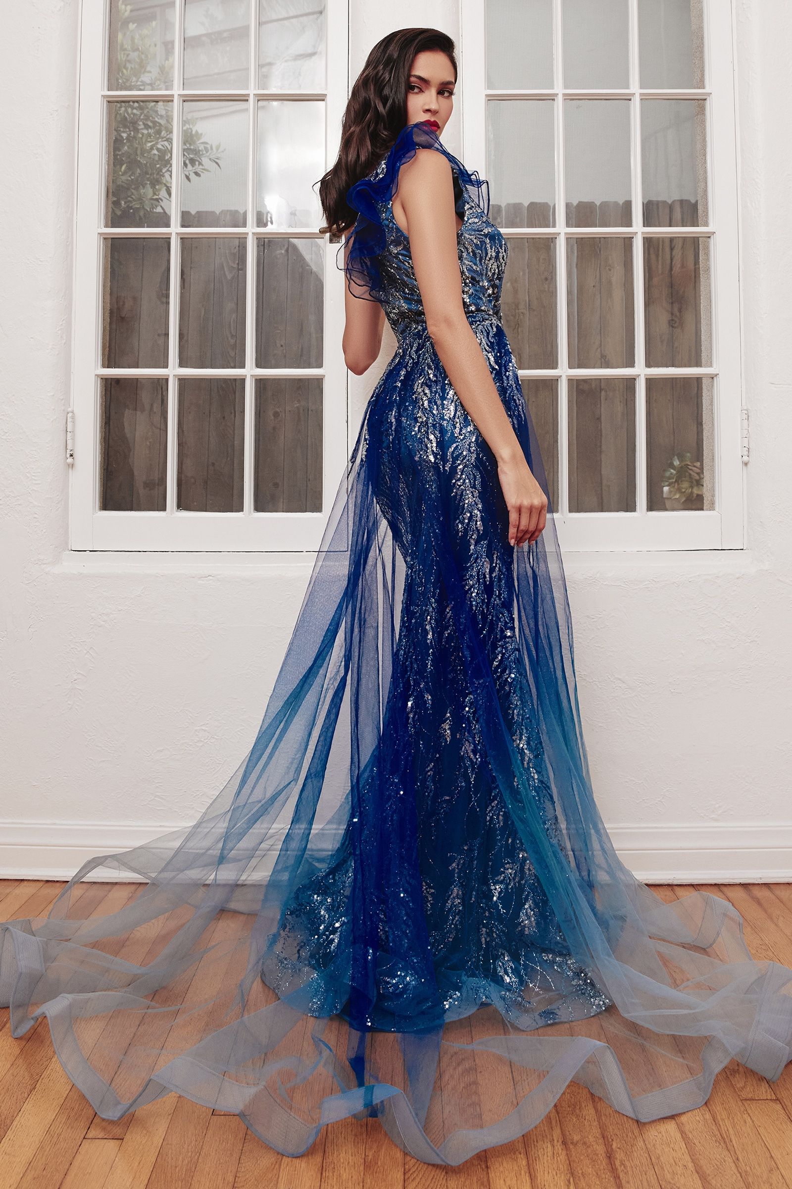 LaDivine J851 One Shoulder Long Prom Dress