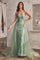 Prom Dresses Long Formal Glitter Overskirt Prom Gown Sage